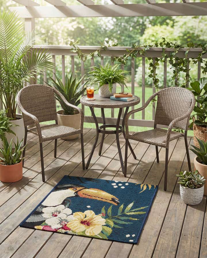 1' 4 x 1' 4 Easy-Clean Botanical Indoor / Outdoor Sample Rug