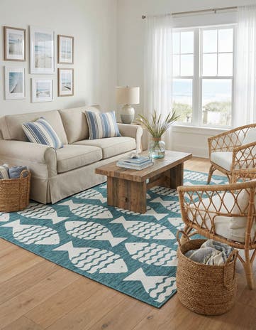 7' 1 x 10' Easy-Clean Coastal Indoor / Outdoor Rug