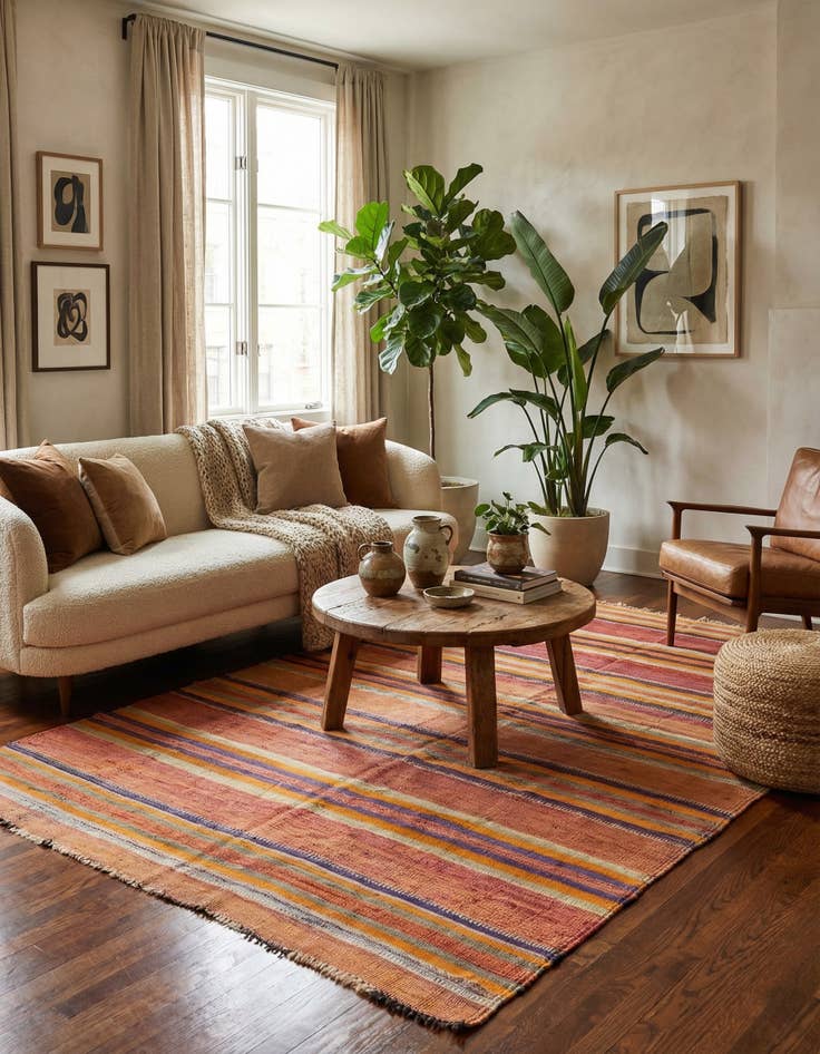 Detail image of  4' 5 x 7' 7  Hand Woven Kilim Modern Wool Rug