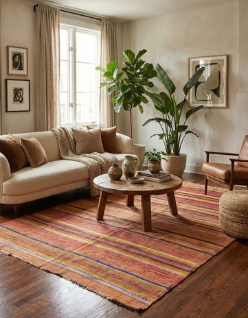 4' 5 x 7' 7 Hand Woven Kilim Modern Wool Rug
