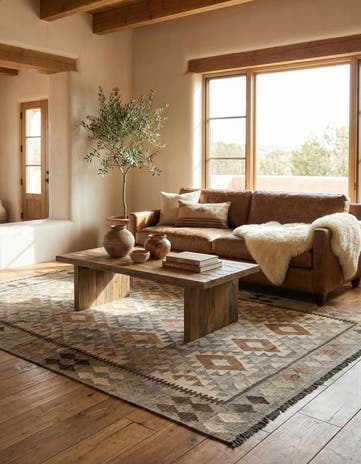 5' 2 x 6' 8 Hand Woven Kilim Maymana Wool Rug
