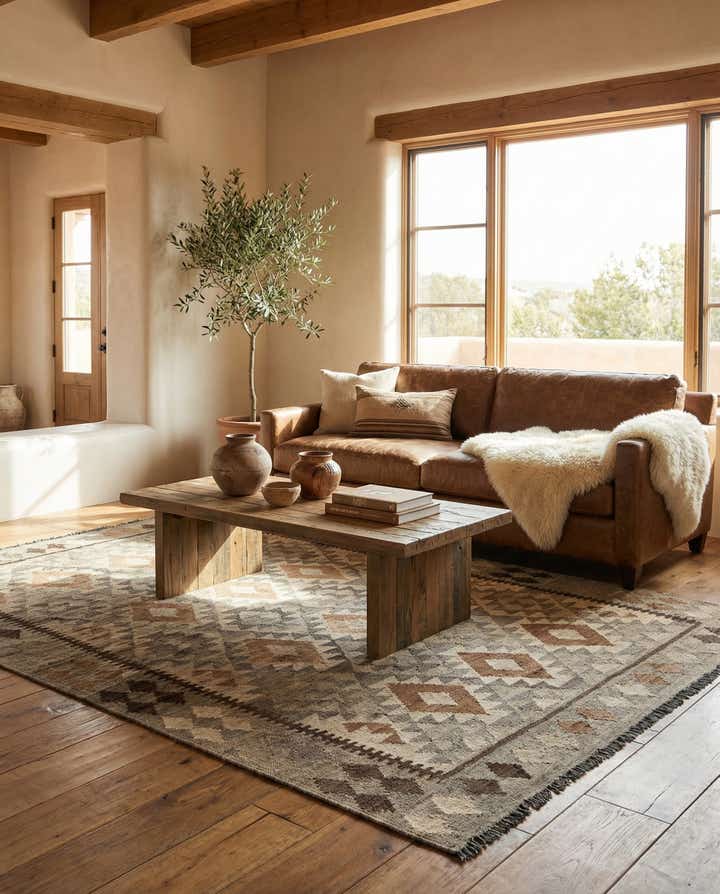 5' 2 x 6' 8 Hand Woven Kilim Maymana Wool Rug