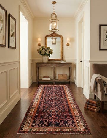 3' 7 x 10' 3 Hand Knotted Hossainabad Persian Wool Runner Rug