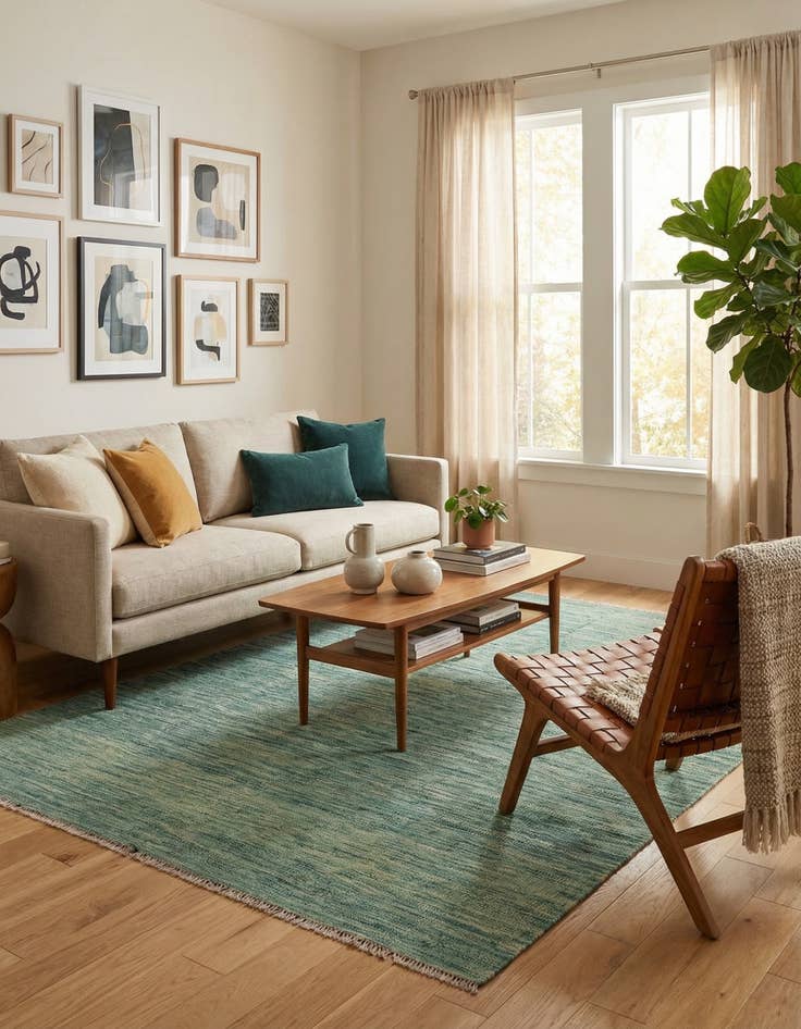 Detail image of 4' 10 x 6' 7  Hand Woven Kilim Modern Wool Rug