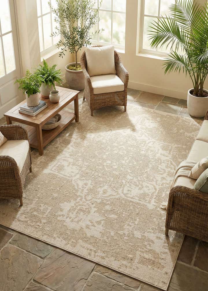 9' x 12' Easy-Clean Traditional Indoor / Outdoor Rug