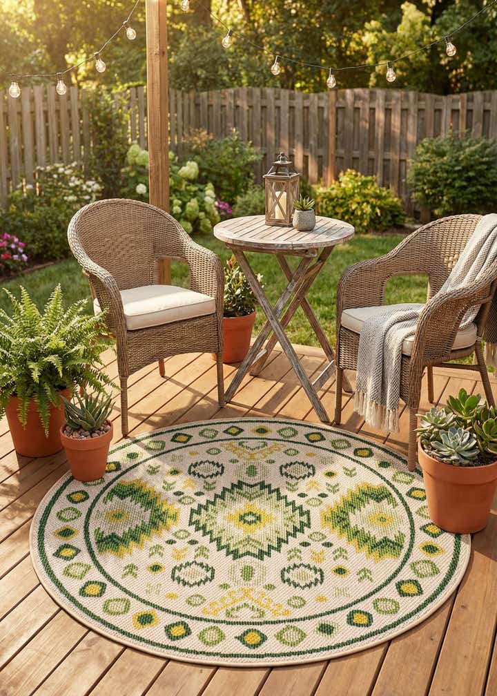 4' x 4' Easy-Clean Baja Indoor / Outdoor Round Rug