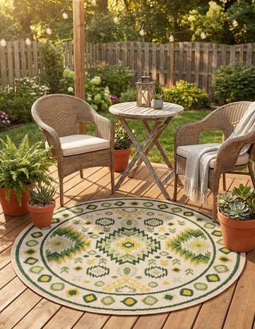 4' x 4' Easy-Clean Baja Indoor / Outdoor Round Rug