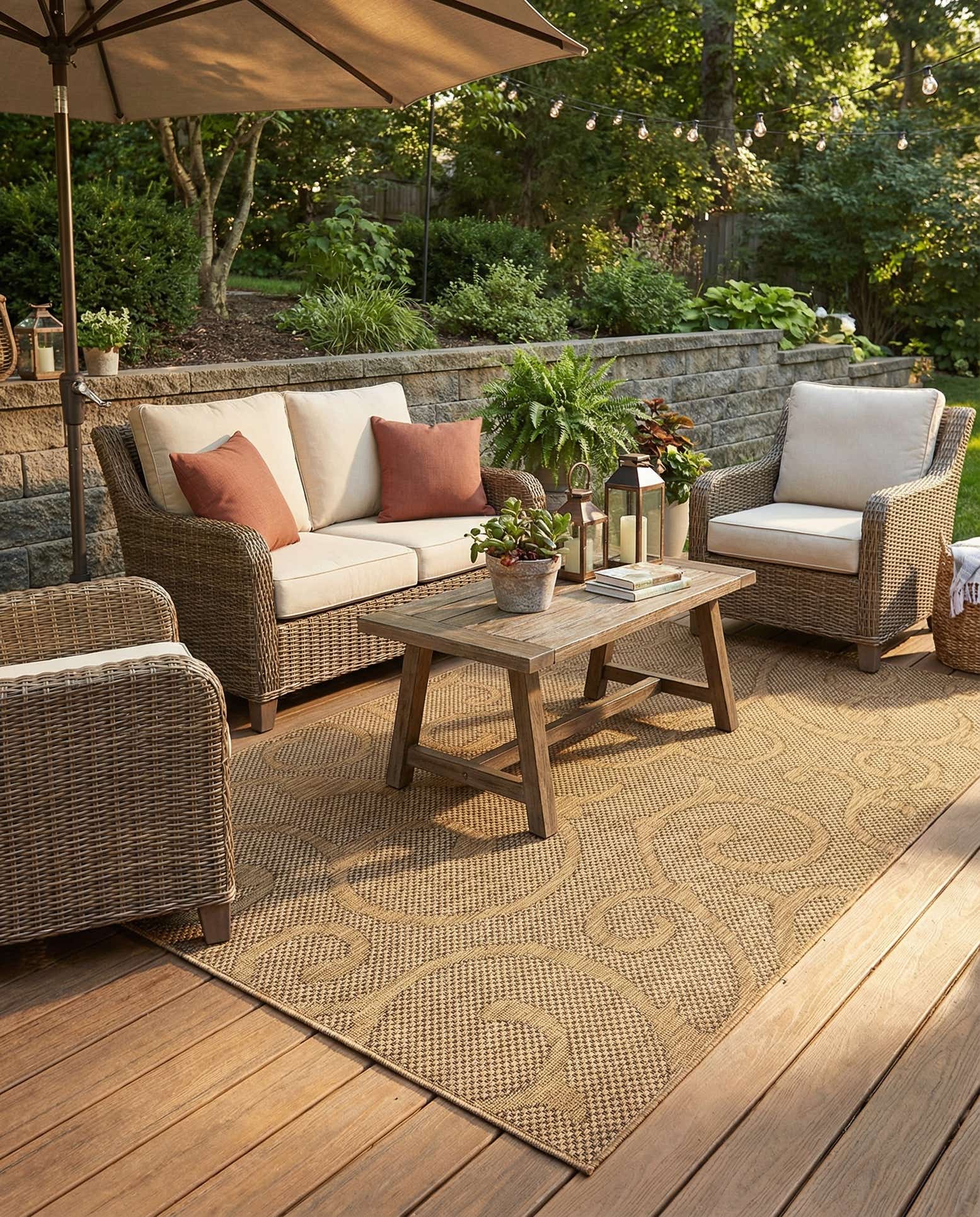 6' x 9' Easy-Clean Botanical Indoor / Outdoor Rug