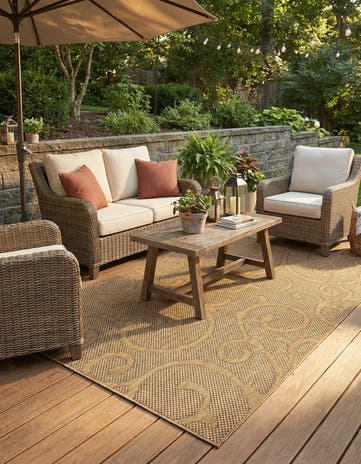 6' x 9' Easy-Clean Botanical Indoor / Outdoor Rug