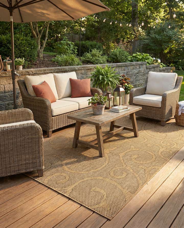 6' x 9' Easy-Clean Botanical Indoor / Outdoor Rug