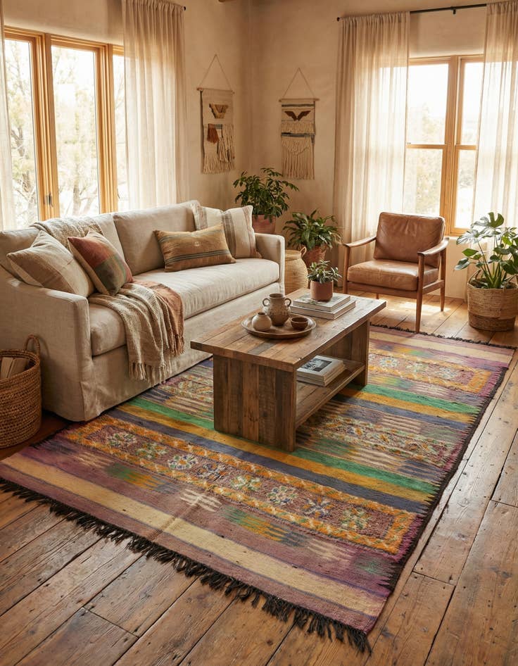 Detail image of 5' 8 x 10' 3  Hand Knotted Moroccan Wool Runner Rug