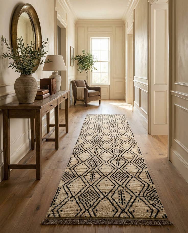 Detail image of 3' 2 x 12' 4 Hand Knotted Moroccan Wool Runner Rug