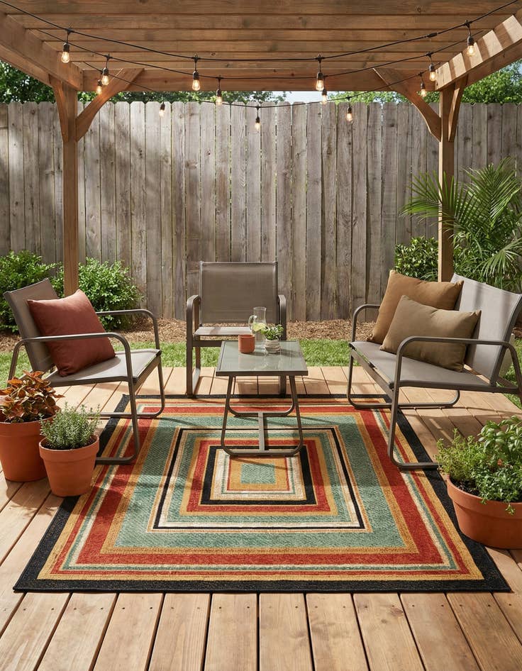Detail image of 4' x 6'  Washable Modern Indoor / Outdoor Rug