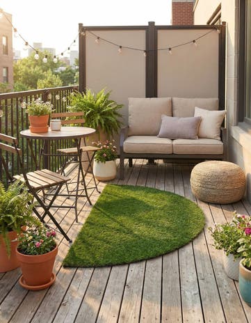 Green Easy-Clean Grass Indoor / Outdoor Hearth Rug