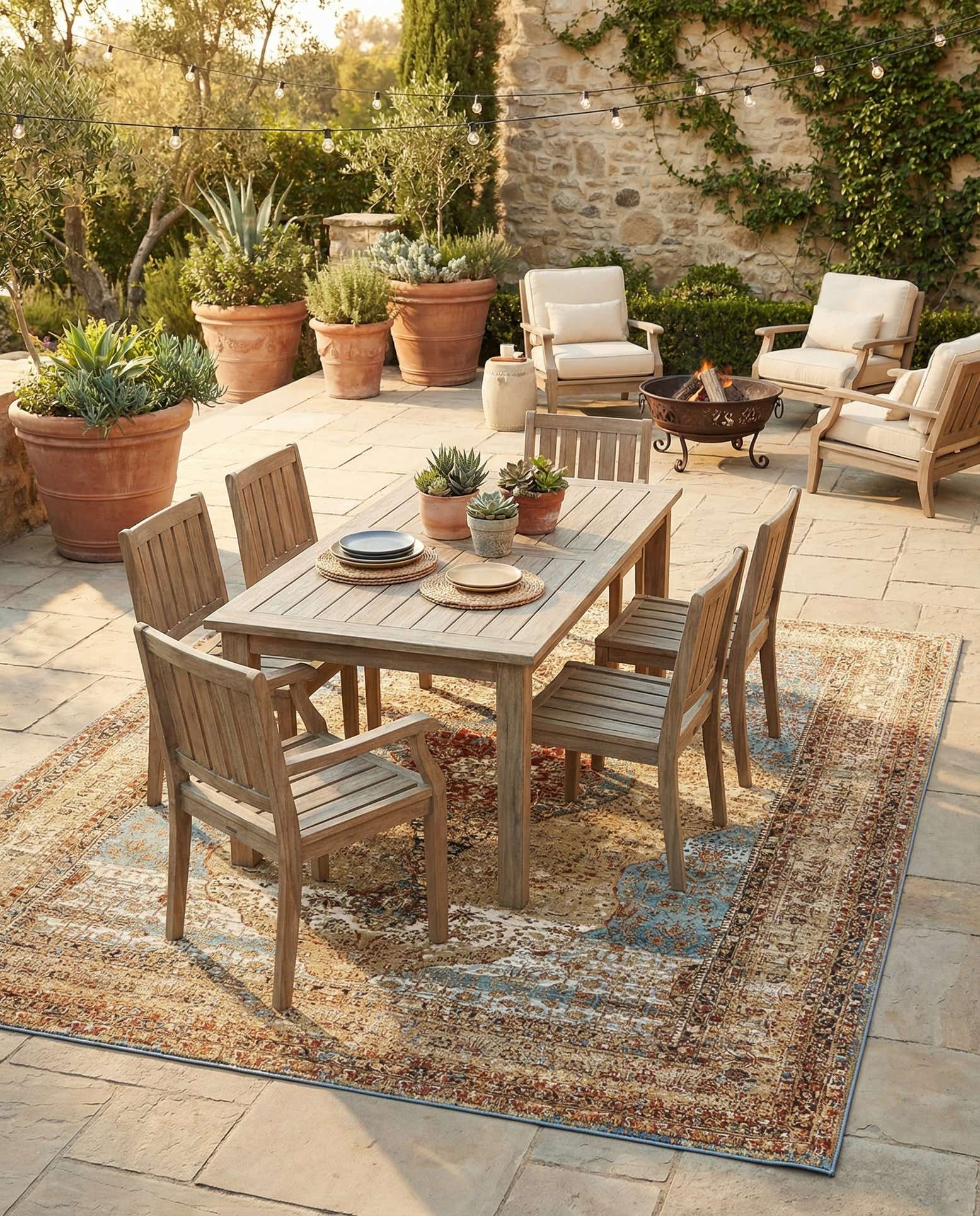 9' x 12' Easy-Clean Traditional Indoor / Outdoor Rug