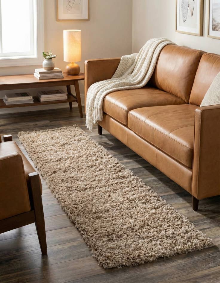 Detail image of  2' 7 x 10' Solid Shag Runner Rug