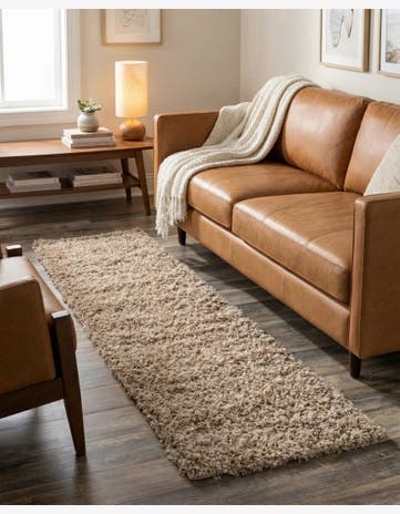 2' 7 x 10' Solid Shag Runner Rug