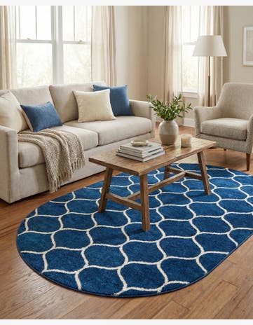 5' 3 x 8' Trellis Frieze Oval Rug