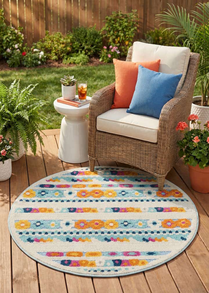 3' 3 x 3' 3 Easy-Clean Aruba Indoor / Outdoor Round Rug
