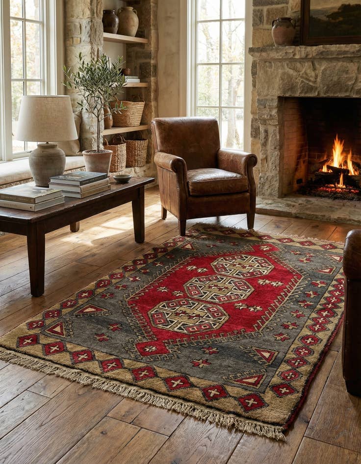 Detail image of 4' 1 x 6'  Hand Knotted Anatolian Wool Rug