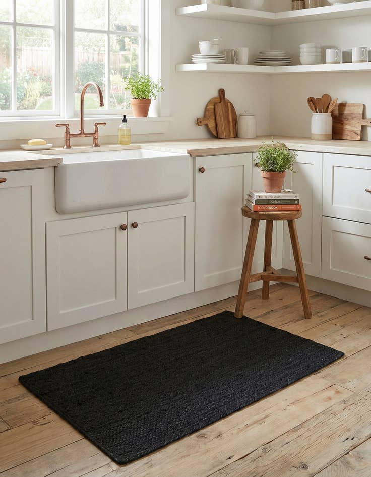 Detail image of  2' x 4' 1  Hand Braided Jute Runner Rug