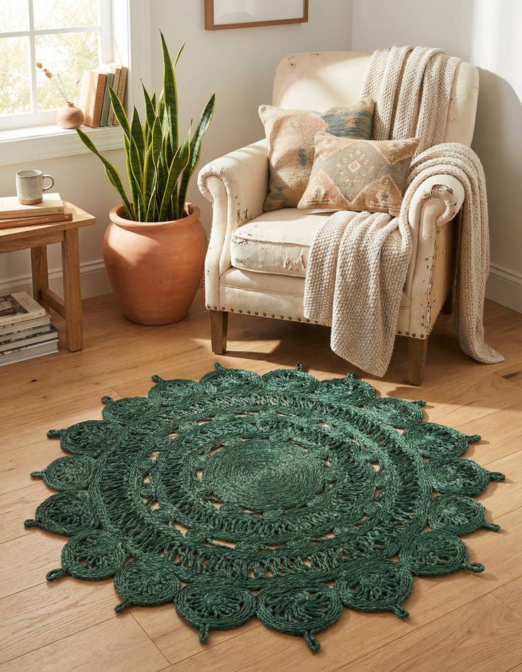 Detail image of  3' 1 x 3' 1  Hand Braided Jute Round Rug