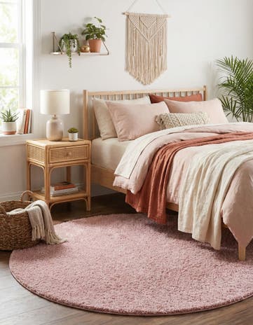 4' x 4' Soft Solid Shag Round Rug