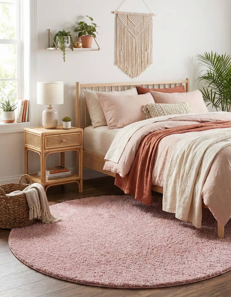 Detail image of  4' x 4' Soft Solid Shag Round Rug