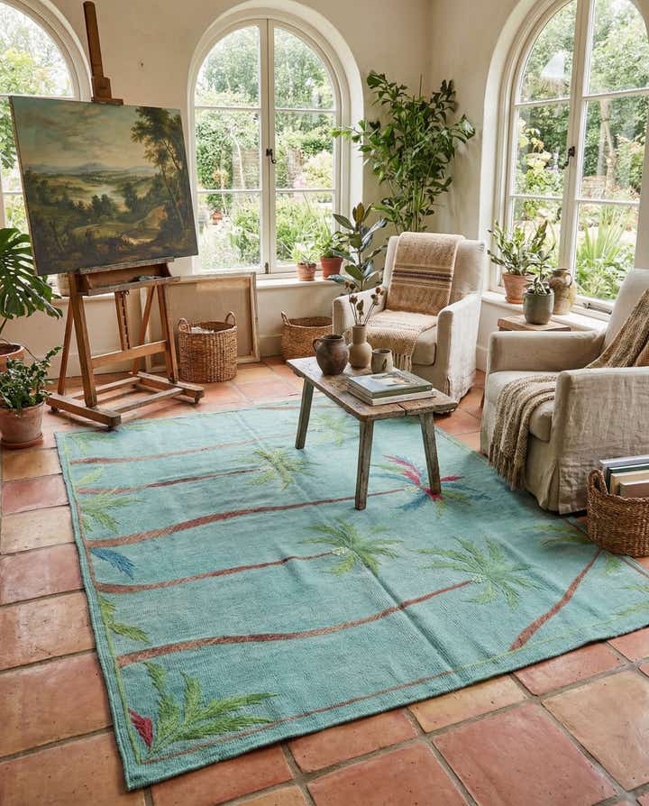 5' 2 x 6' 3 Hand Woven Kilim Suzani Wool Rug