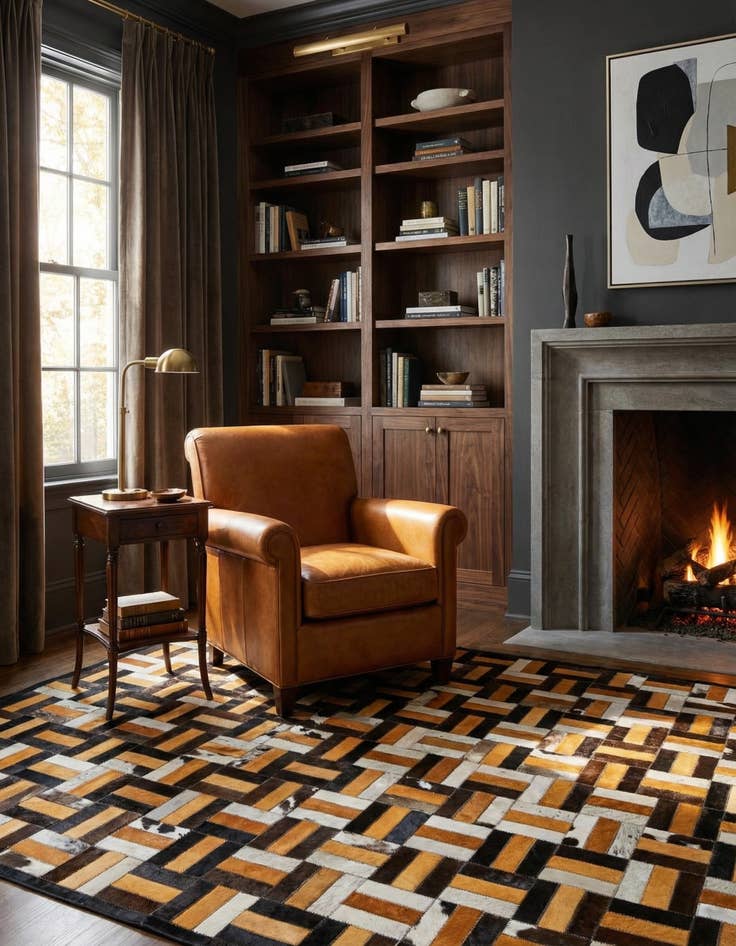 Detail image of  5' 2 x 8' Cowhide - Patchwork Rug