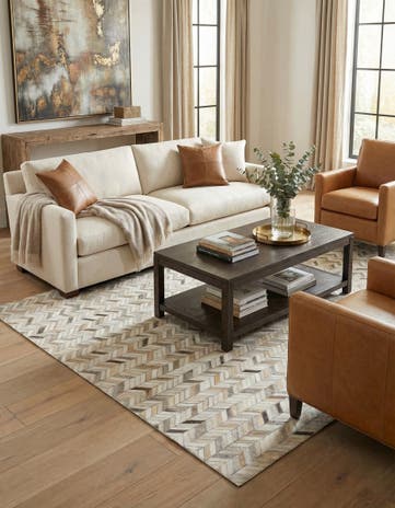 5' 1 x 8' Cowhide Leather Rug
