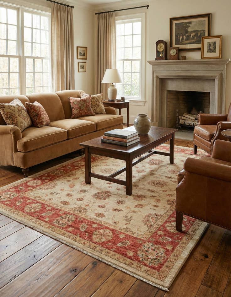 Detail image of 5' 3 x 6' 6  Hand Knotted Peshawar Ziegler Rug