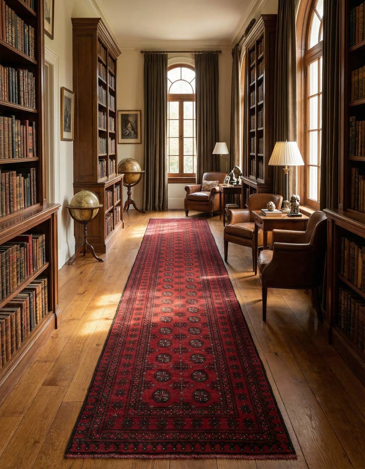 Detail image of 2' 8 x 16' 2  Hand Knotted Afghan Akhche Wool Runner Rug