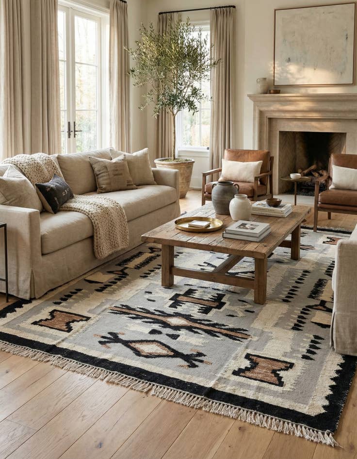 Detail image of 8' 2 x 10' 7  Hand Knotted Oushak Wool Rug