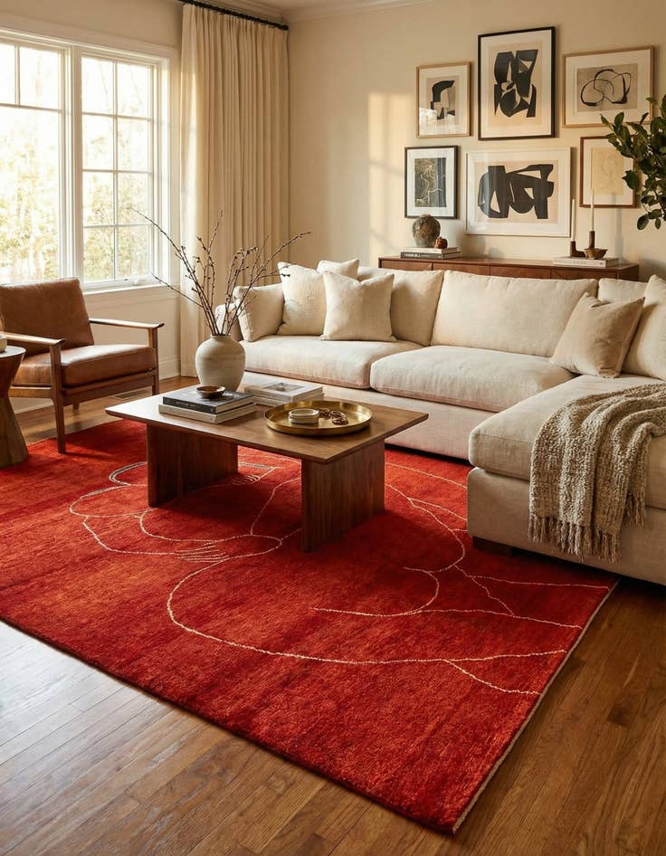 Detail image of 6' 8 x 10' 2  Hand Knotted Moroccan Wool Rug