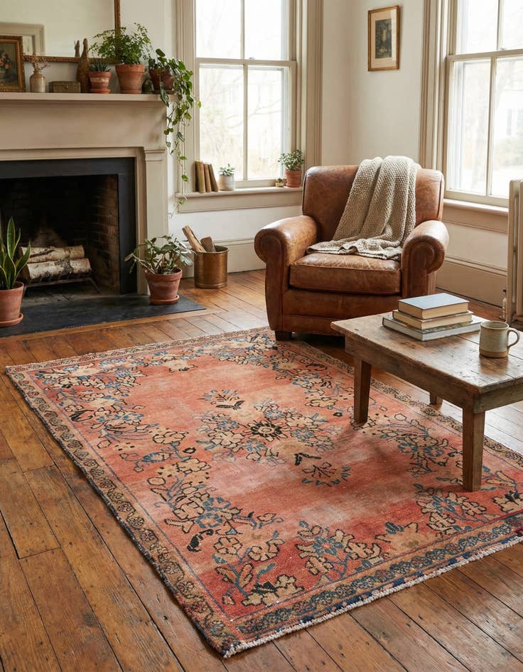 Detail image of 3' 7 x 5' 6  Hand Knotted Ultra Vintage Persian Wool Rug