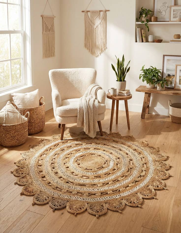 Detail image of 6' 1 x 6' 1  Hand Braided Jute Round Rug