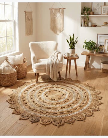 6' 1 x 6' 1 Handmade Braided Jute Round Rug