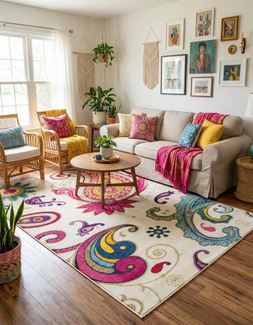 Cream Washable Hyacinth Rug