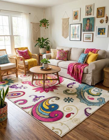 Cream Washable Hyacinth Rug