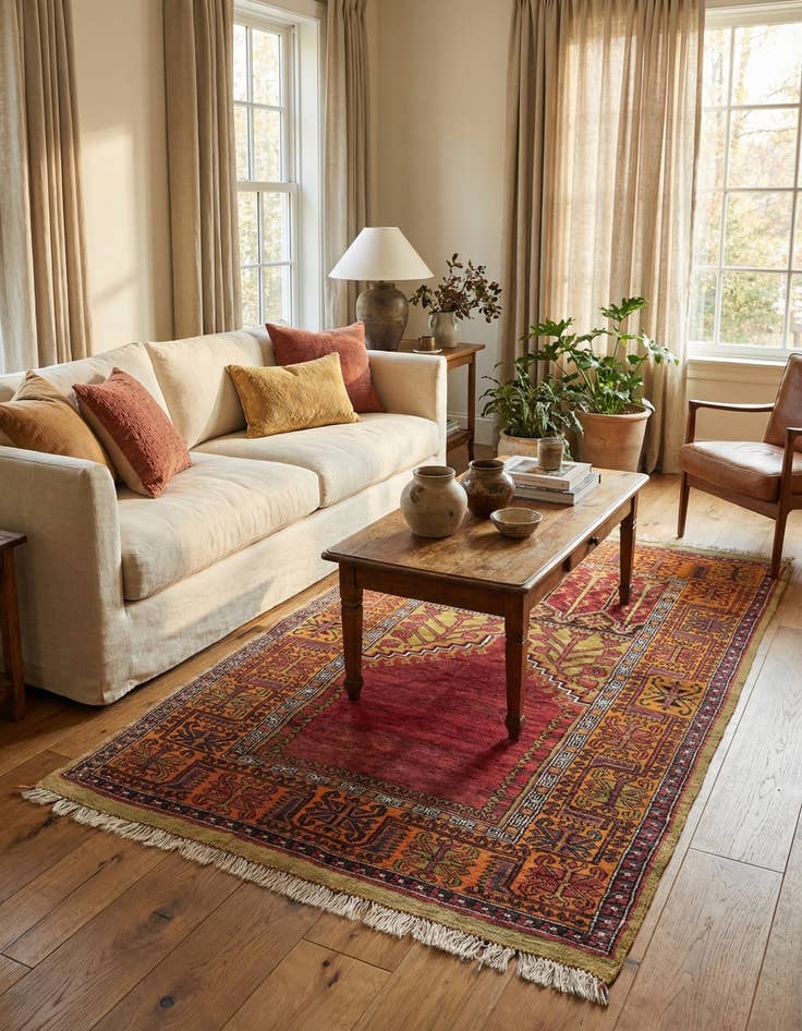 Detail image of 4' 7 x 7' 6  Hand Knotted Anatolian Wool Rug