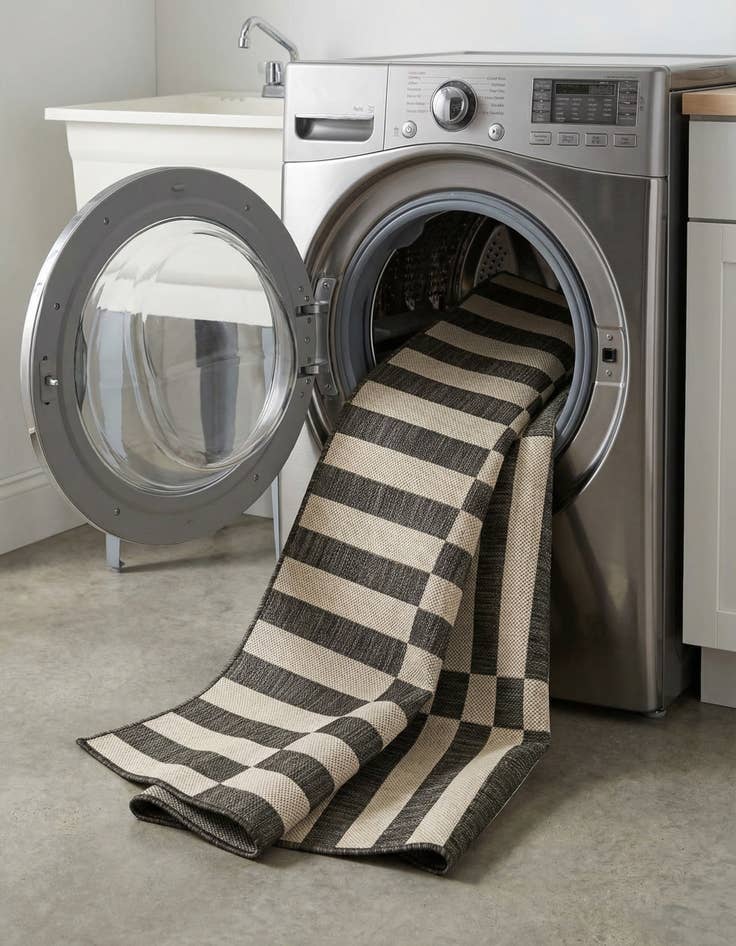 Detail image of 3' x 6'  Washable Striped Indoor / Outdoor Hearth Rug