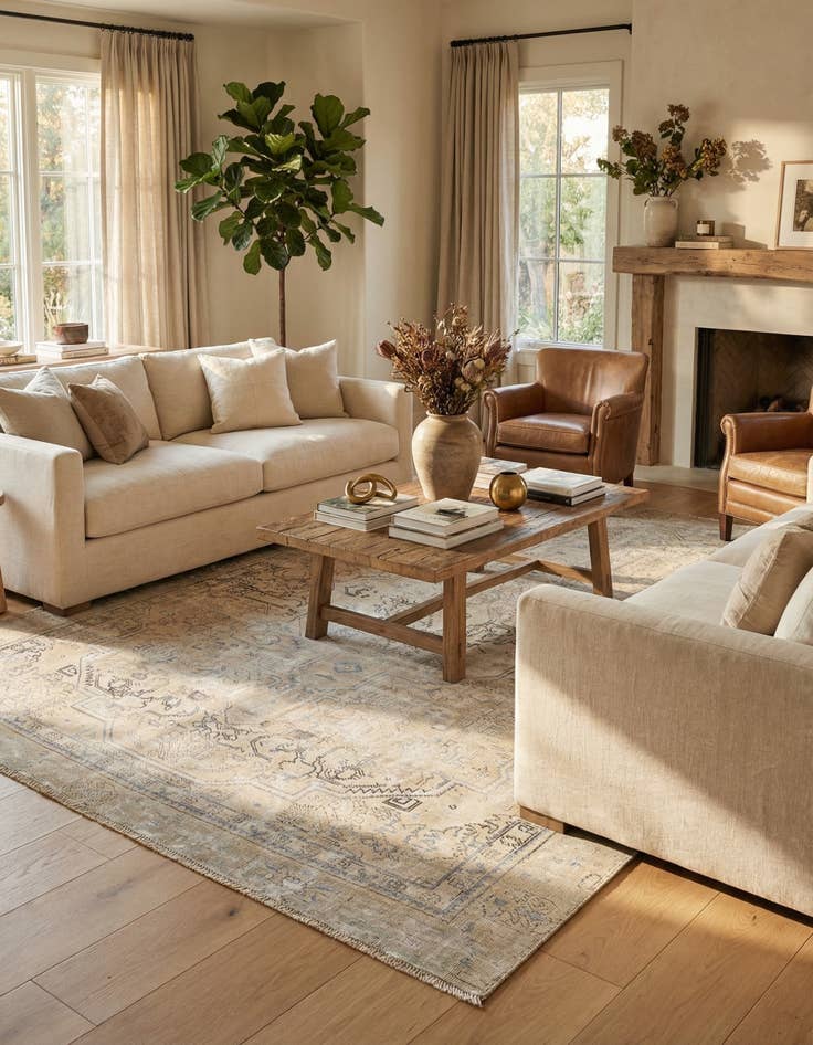 Detail image of 6' 1 x 8' 10  Hand Knotted Ultra Vintage Persian Wool Rug