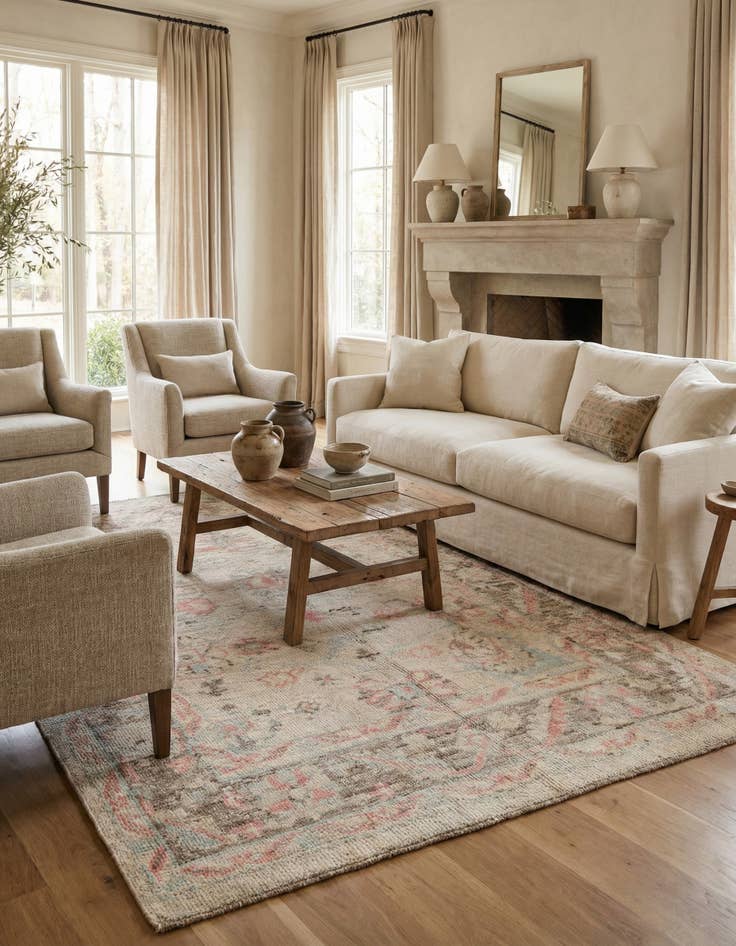 Detail image of 5' 9 x 9' 4  Hand Knotted Oushak Wool Rug