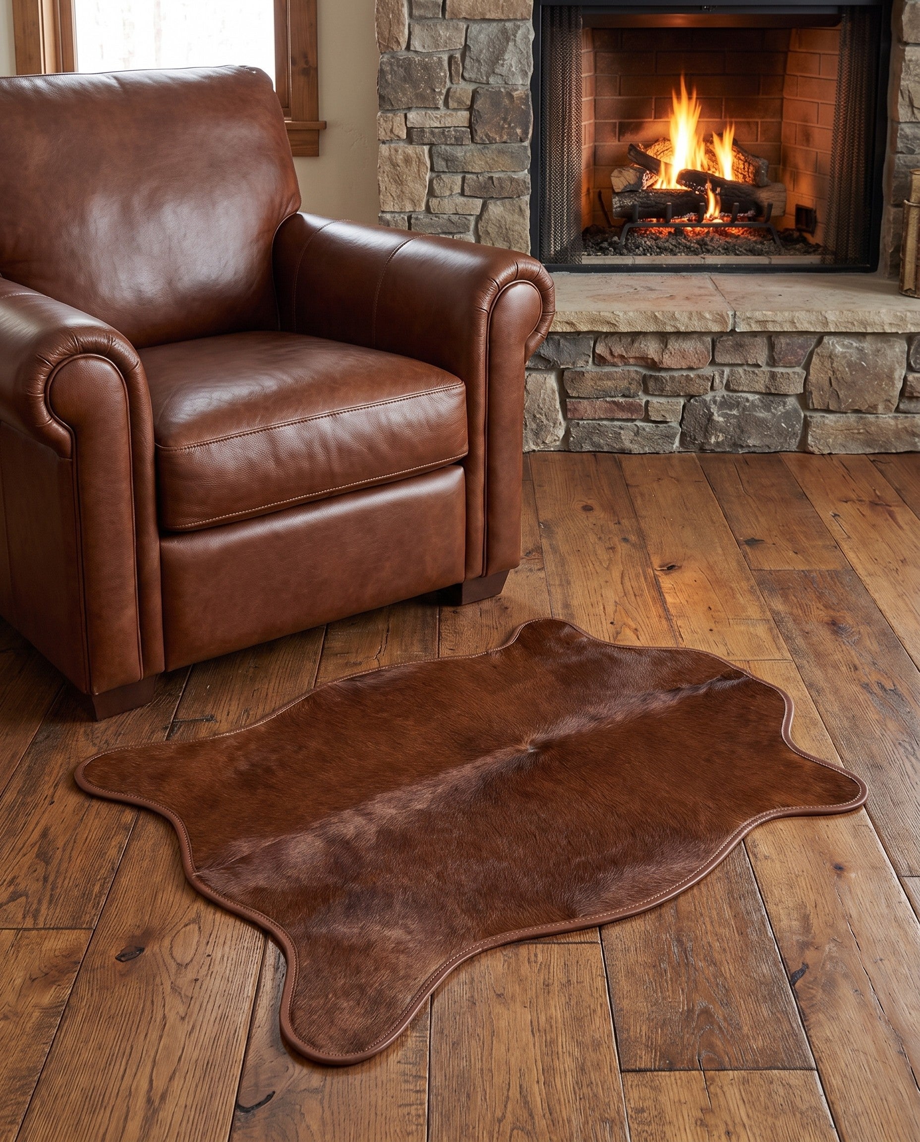 2' 2 x 2' 11 Cowhide Leather Rug