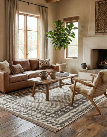 5' x 6' 7 Hand Woven Kilim Maymana Wool Rug