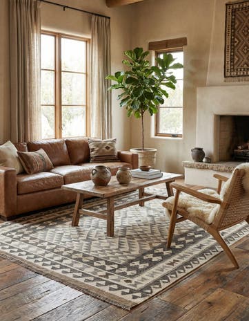 5' x 6' 7 Hand Woven Kilim Maymana Wool Rug