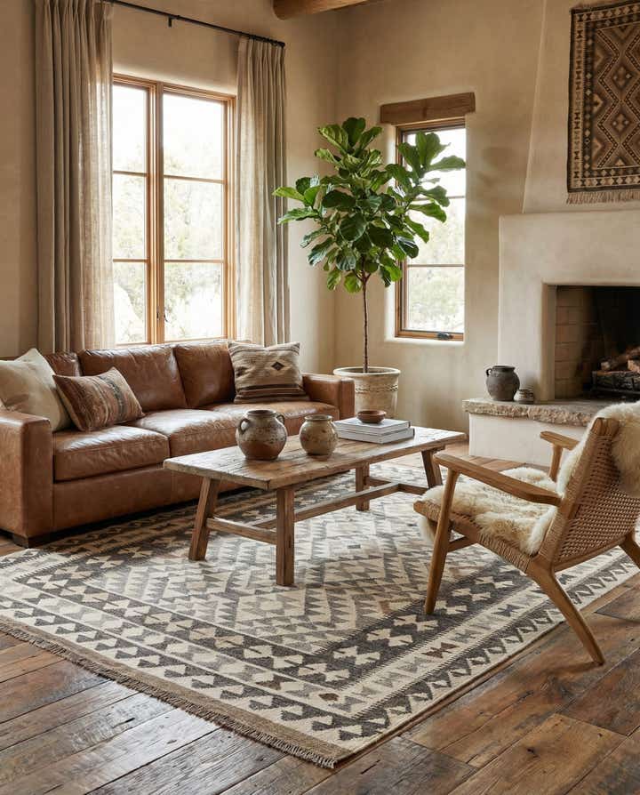 5' x 6' 7 Hand Woven Kilim Maymana Wool Rug