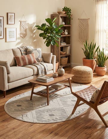 Sandy Beige Arlo Oval Rug