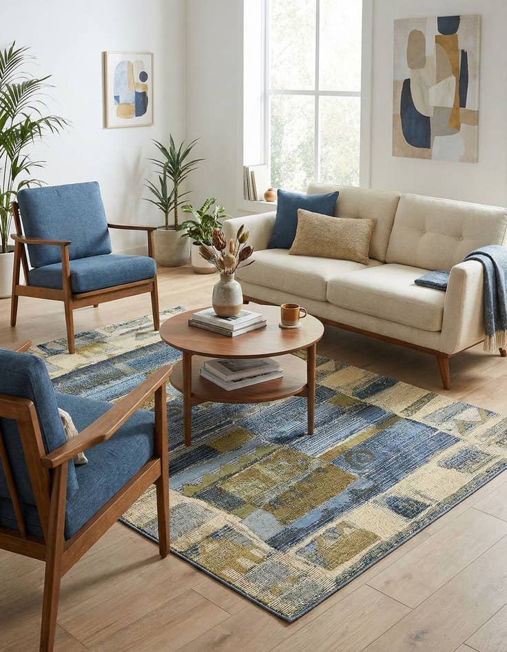 Detail image of 4' x 6'  Washable Modern Indoor / Outdoor Rug